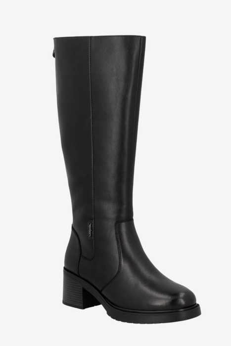 Чорні шкіряні чоботи вище коліна на блискавці Rieker
