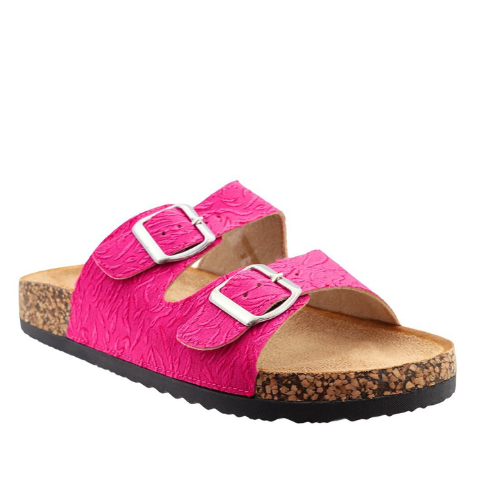 Шльопанці кольору фуксії з візерунками та пряжками Evento