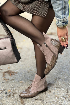 Черевики Potocki чорні на декоративному каблуці