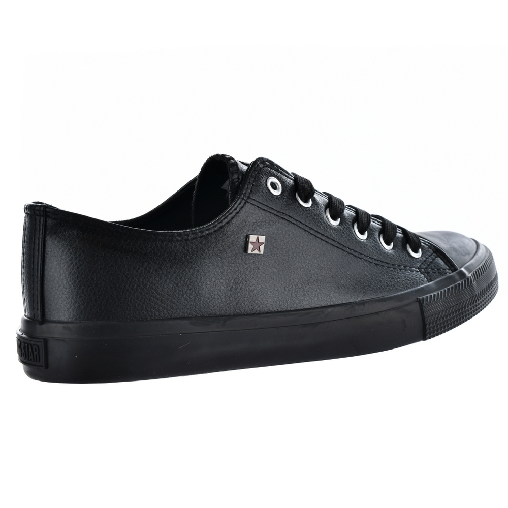 Trampki męskie czarne z eko skóry sznurowane Big Star