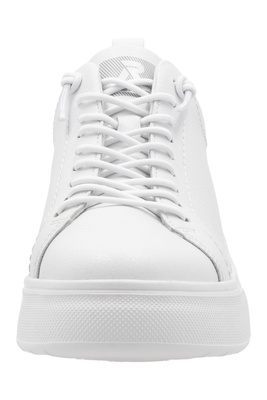 Sneakersy białe skórzane na platformie sznurowane Rieker