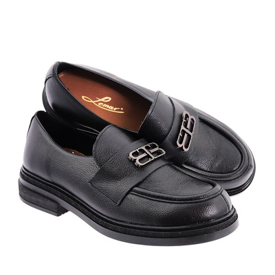 Модні шкіряні мокасини з декором, чорний Lemar