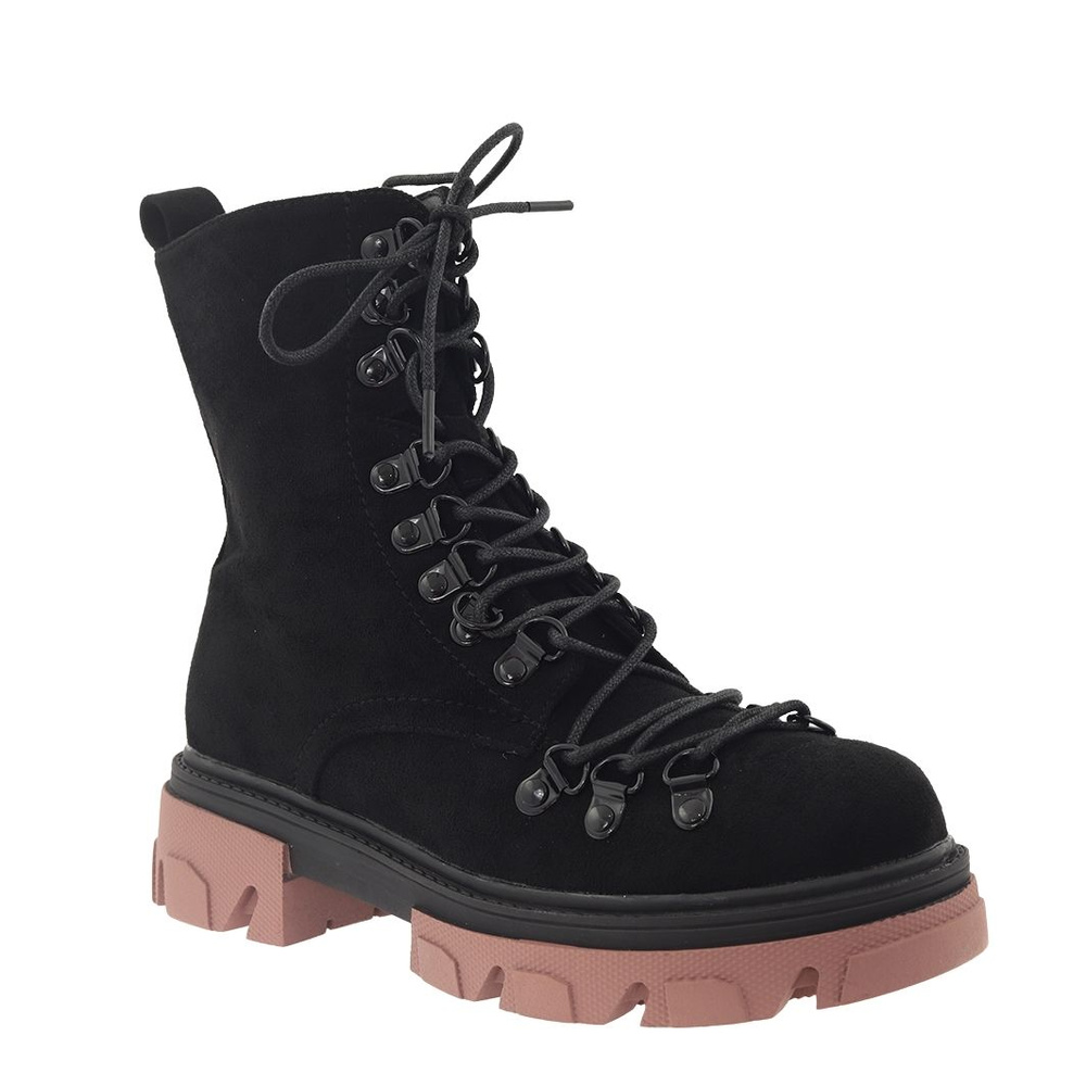 Sznurowane trapery zamszowe czarne Vinceza