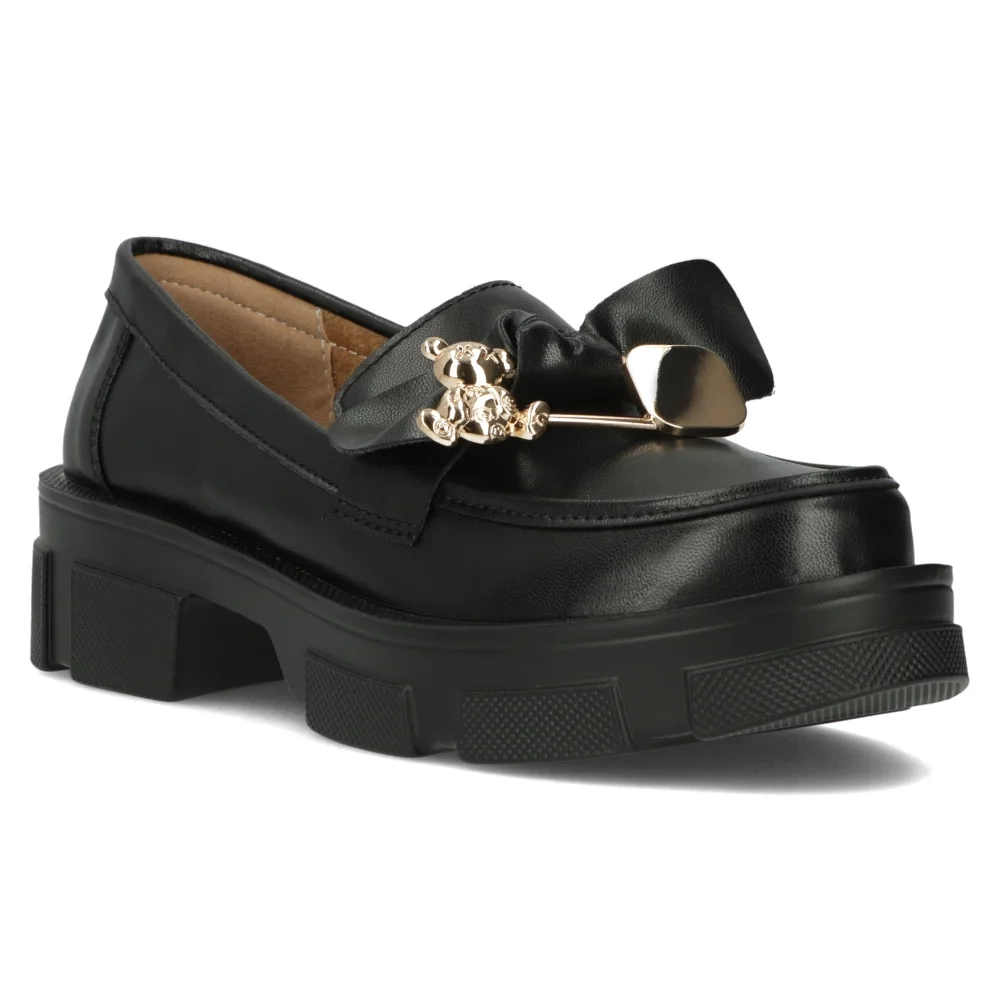 Чорні шкіряні туфлі із золотою шпилькою Filippo