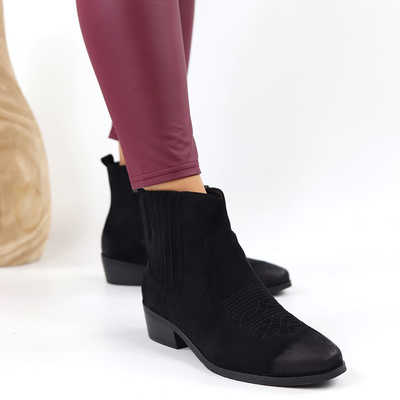 Чорні замшеві ковбойські чоботи з утеплювачем 