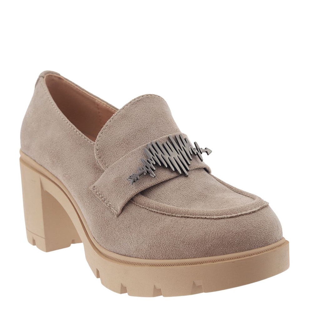 Сірі замшеві мокасини на високому каблуці M. Daszyński