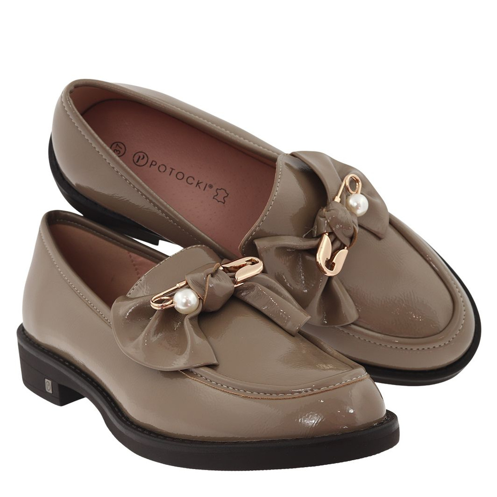 Сірі лаковані мокасини Potocki