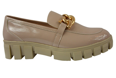 Бежеві лаковані мокасини Sergio Leone MK751