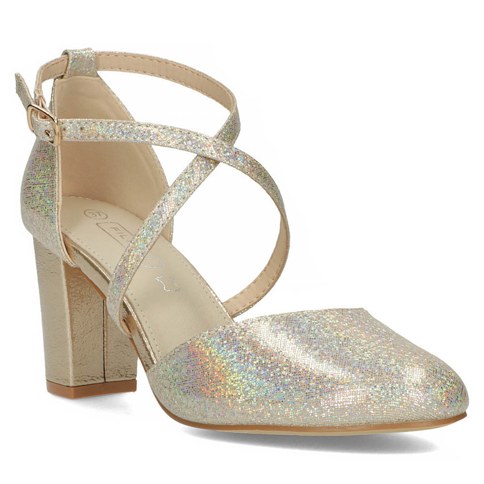 Золоті босоніжки на високих підборах Filippo