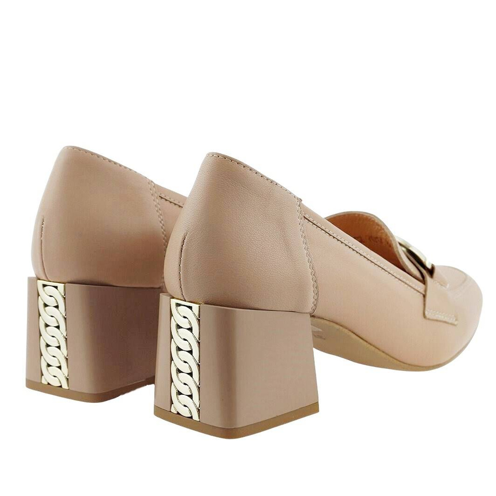 Класичні бежеві шкіряні човники на підборах Gamis