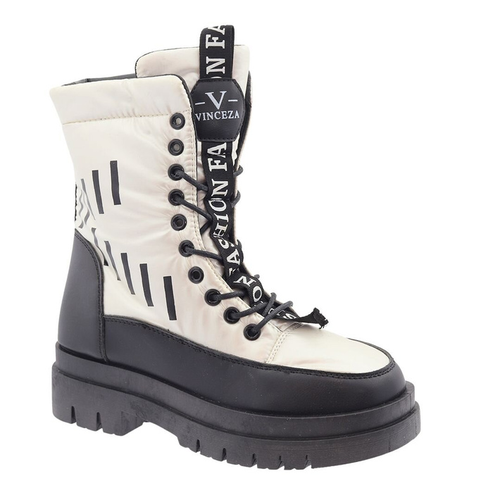 Черевики сріблясто-чорні на шнурівці на блискавці, утеплені