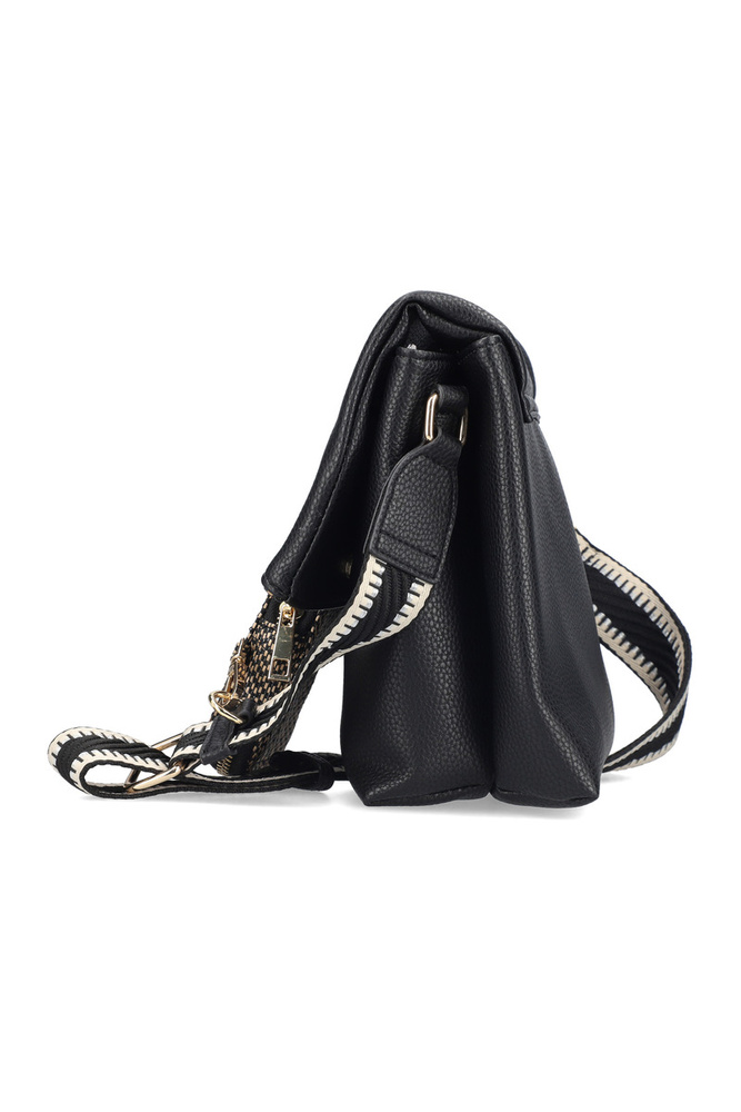 Чорна сумка-почтальон з екошкіри з сумкою Rieker