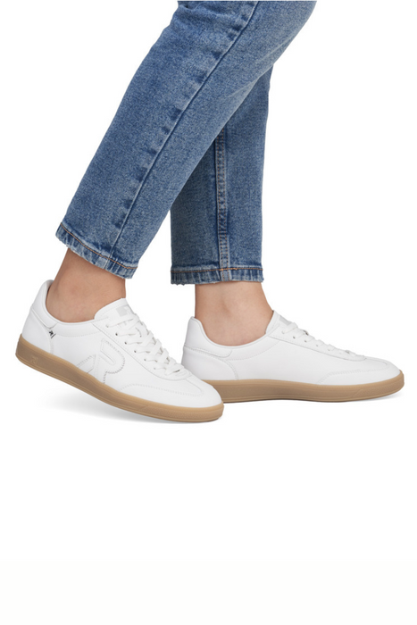 Trampki skórzane białe sznurowane Rieker