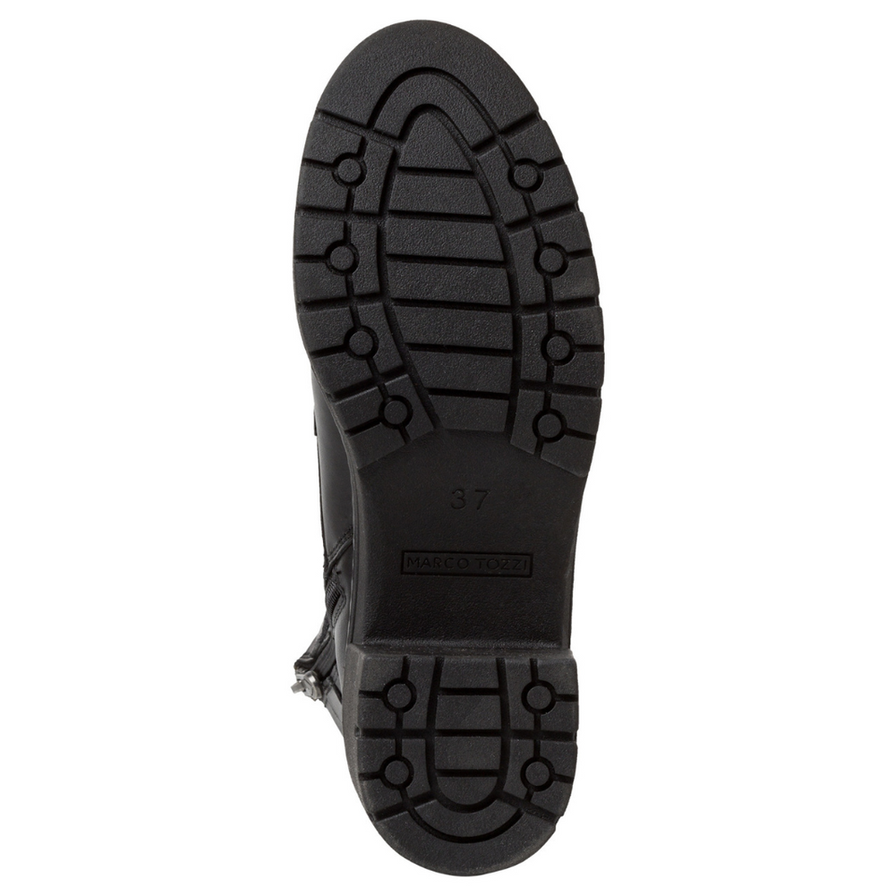 Модні чорні шкіряні ботильйони на шнурках і пряжці Marco Tozzi