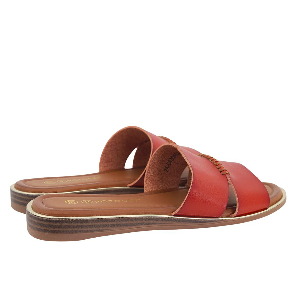 Klapki damskie płaskie w kolorze camel Potocki