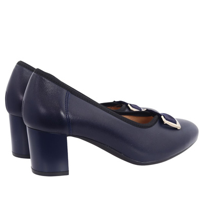 Темно-сині шкіряні туфлі Galant з пряжкою на колодці