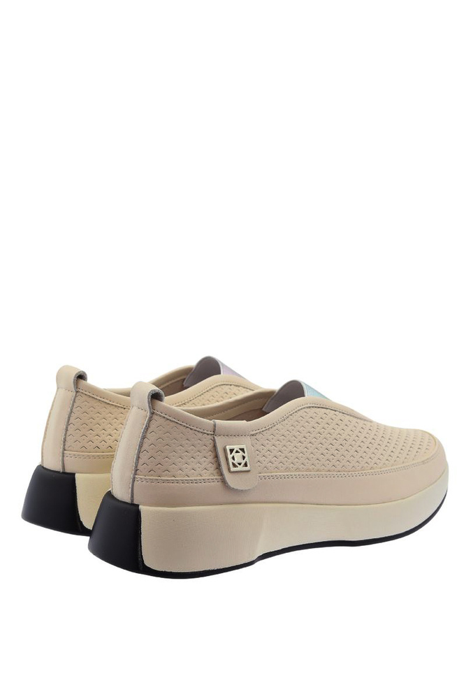 Сині ажурні шкіряні туфлі на плоскому ходу