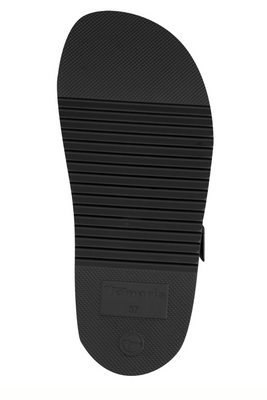 Czarne klapki z paskami na platformie Tamaris