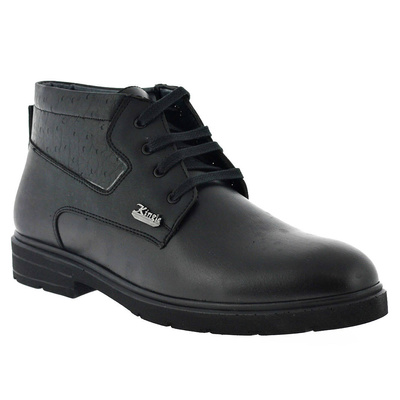 Чорні чоловічі туфлі на шнурівці і декоративній вставці