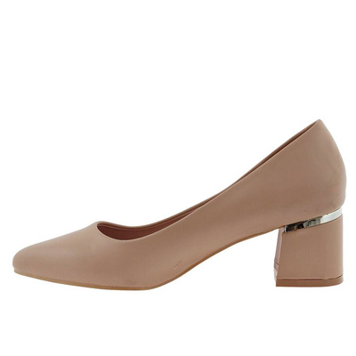 Beżowe czółenka z ekoskóry na obcasie Vinceza