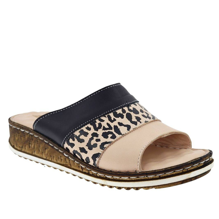 Шкіряні тапочки на низькій танкетці, чорні Artiker