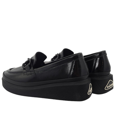 Sneakersy damskie lakierowane czarne Ravini