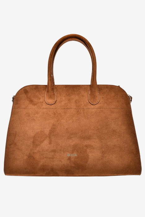 Torebka damska duża zamszowa do ręki camel