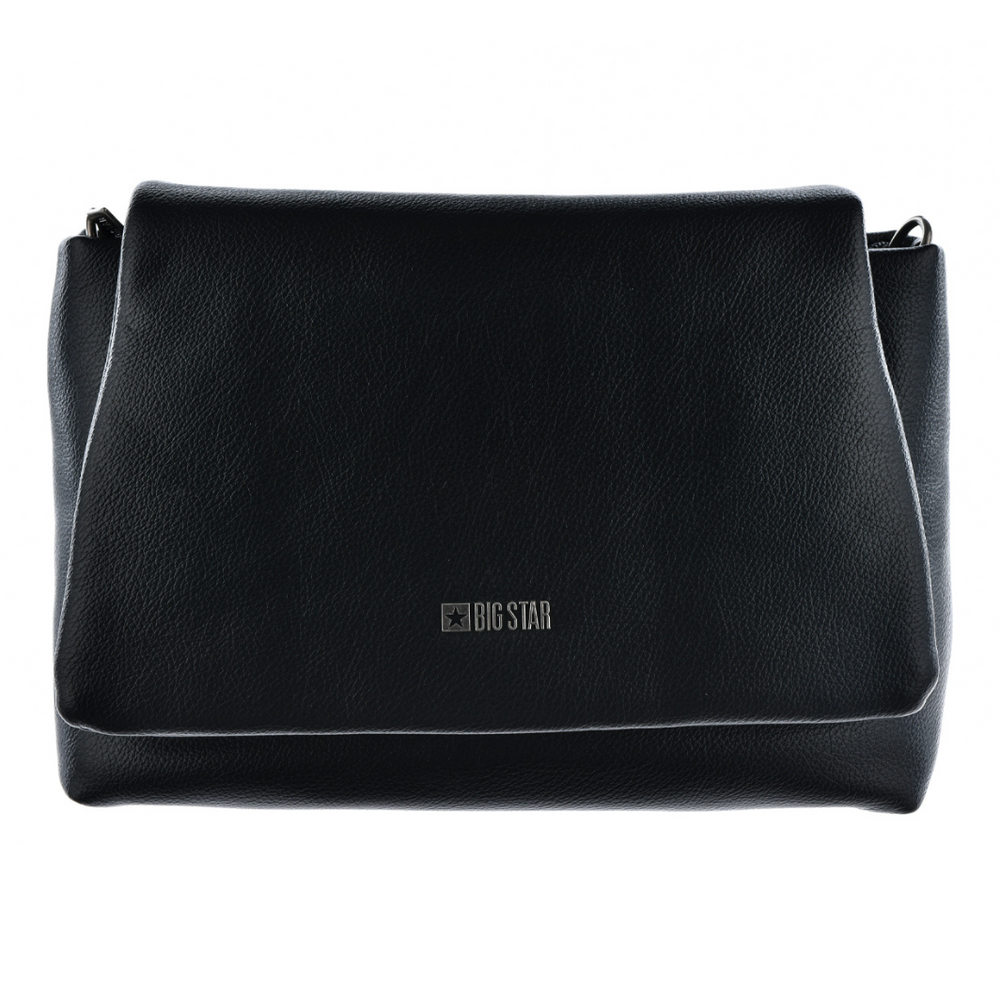 Чорна сумка-почтальон з екошкіри з товстим ремінцем Big Star