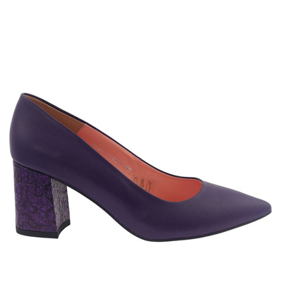 Фіолетові шкіряні човники з блоком Baldaccini