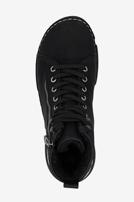 Черевики на плоскому ходу зелені, утеплені на блискавці та шнурках Rieker