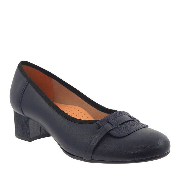 Темно-сині шкіряні туфлі з колодкою Galant