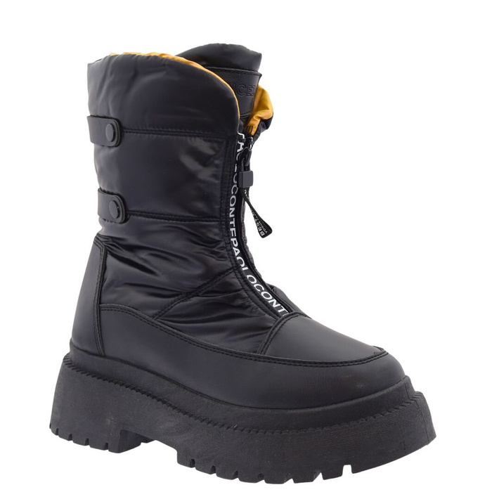 Чорні жіночі снігові чоботи із застібкою спереду на платформі