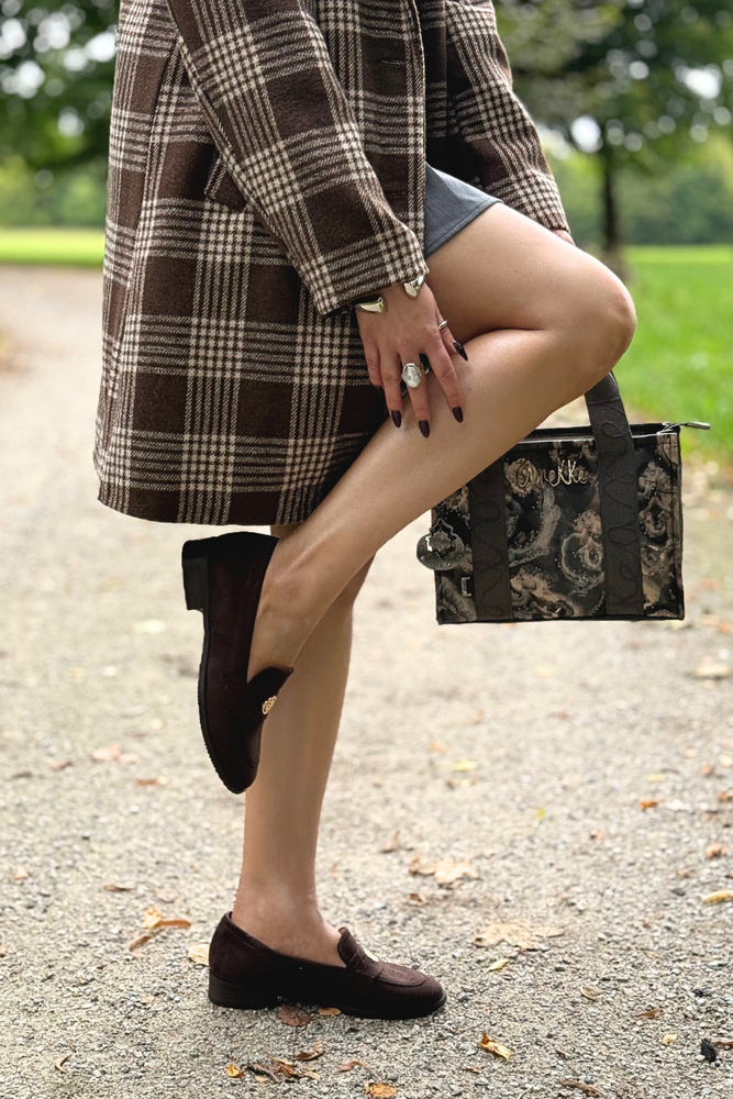 Шкіряні жіночі мокасини коричневого кольору