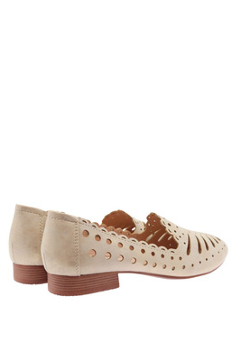 Ażurowe półbuty złote na obcasie wsuwane