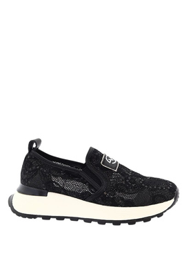 Skórzane półbuty czarne przewiewne na platformie 