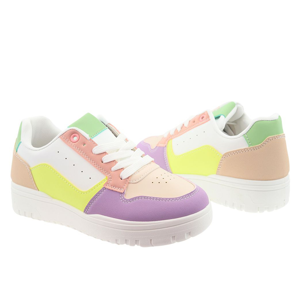 Kolorowe sneakersy damskie sznurowane