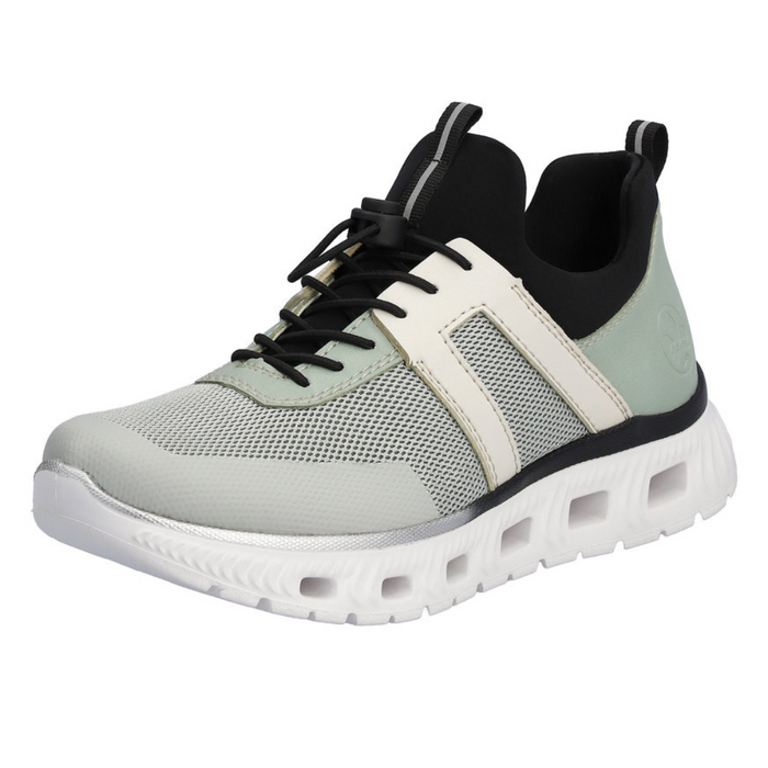 Sneakersy damskie na grubszej podeszwie zielone Rieker