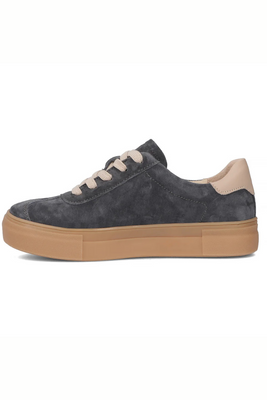 Szare sneakersy skórzane zamszowe na platformie Filippo
