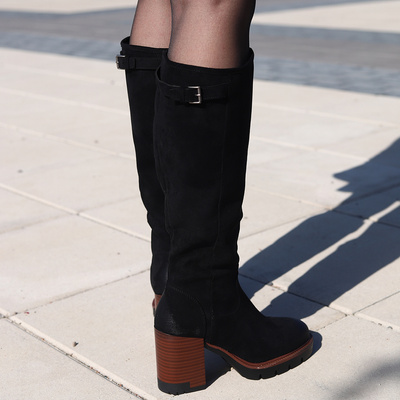 Kozaki zamszowe czarne na słupku Vinceza