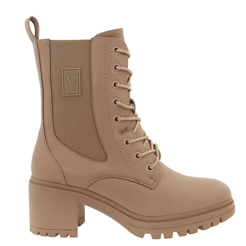 Botki na klocku damskie trapery beżowe Vinceza