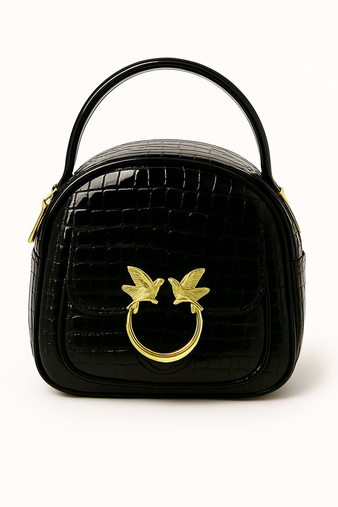 Жіноча чорна сумочка з подвійною ручкою і ремінцем Big Star