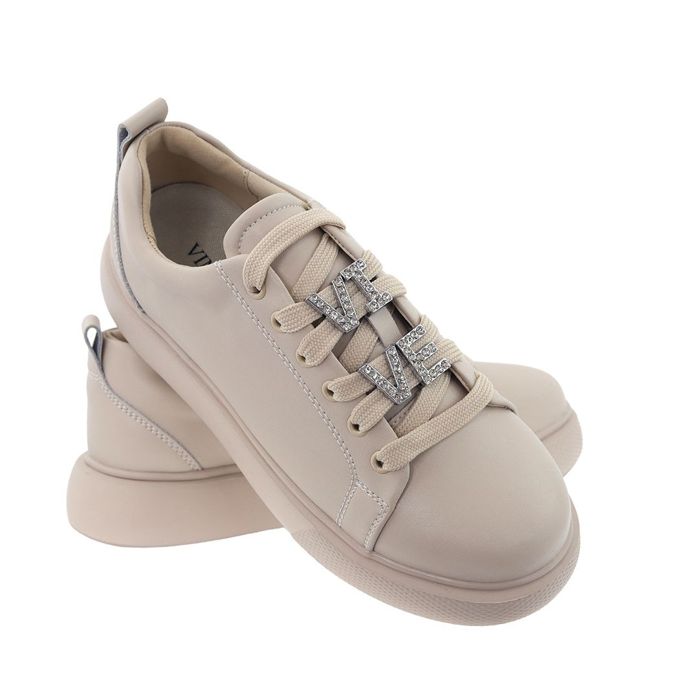 Бежеві шкіряні кросівки на платформі Vinceza