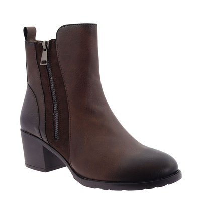 Коричневі ботильйони з декоративною блок-блискавкою 