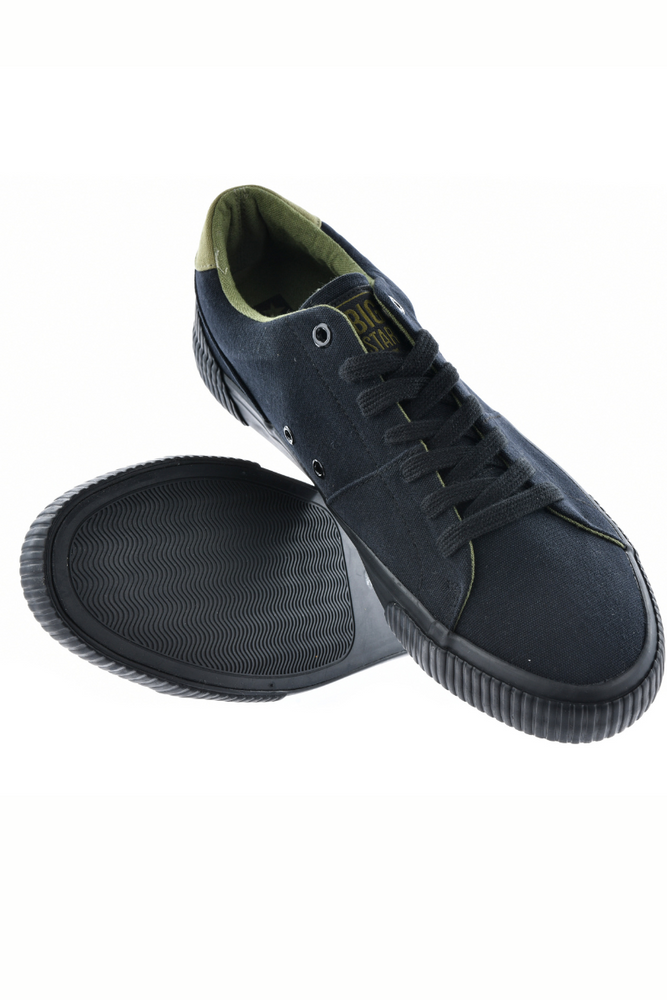 Кросівки чоловічі чорні на шнурівці з нашивками  