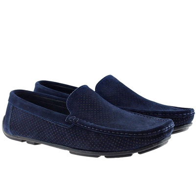 Чоловічі замшеві шкіряні мокасини, темно-сині, T.Sokolski