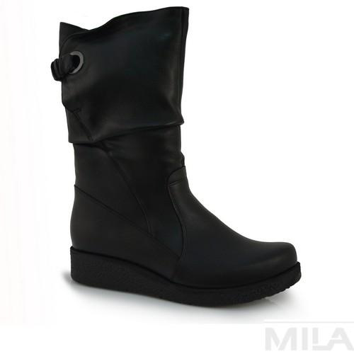 Kozaki AXEL czarne licowe na koturnie 4400