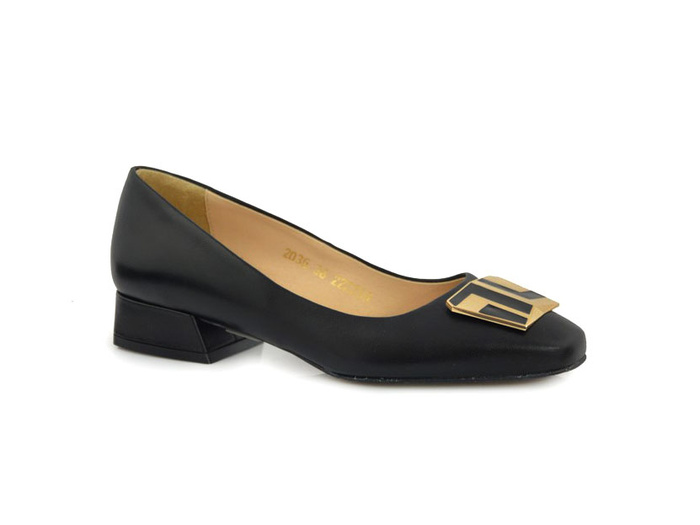 Czółenka CLASICCO by ESKA 2036 czarne licowe na niskim klocku
