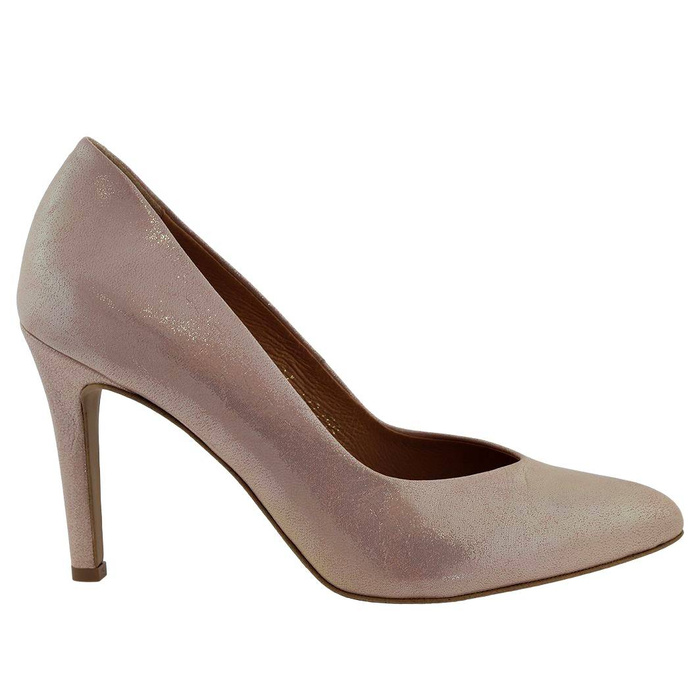 Skórzane szpilki damskie w kolorze pudrowym Clasicco