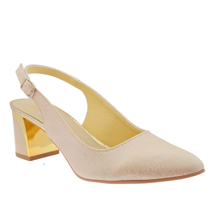 Sandały z krytym noskiem złote na klocku Dantex