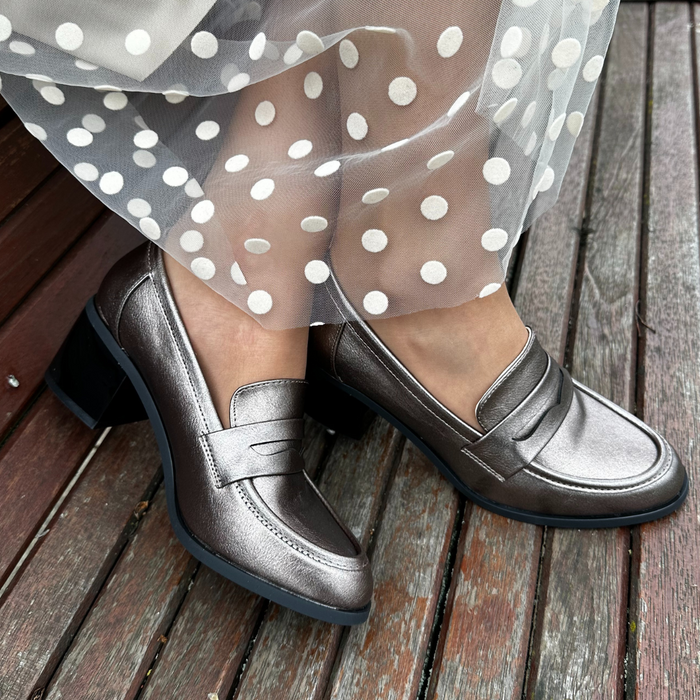 Półbuty na klocku platynowe M. Daszyński